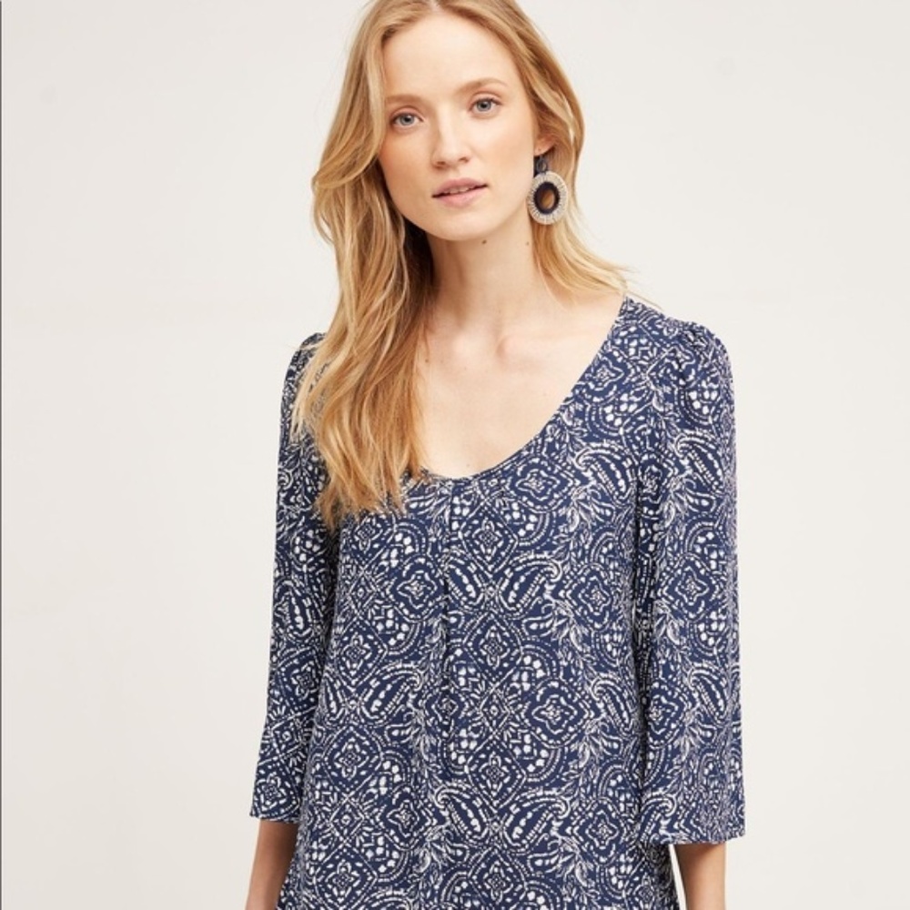 Anthropologie x Paper Crown Navy Swing Dress